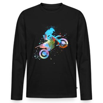 motorrad, motorcycle, biker, graffiti, malerei - Männer Premium Bio Langarmshirt - Schwarz - Vorne - Nico (187cm)