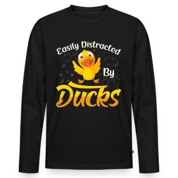 Propriétaire de canard Canard Mère Canard Amoureux Canard - T-shirt manches longues Premium bio Homme - noir - Devant - Nico (187cm)