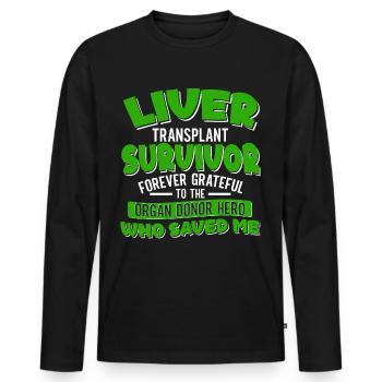 Conception de donneur d’organes transplantés hépatiques - T-shirt manches longues Premium bio Homme - noir - Devant - Nico (187cm)