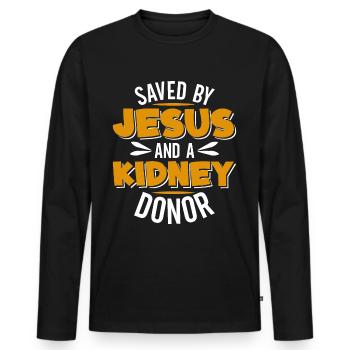 Conception de donneur d’organes transplantés hépatiques - T-shirt manches longues Premium bio Homme - noir - Devant - Nico (187cm)