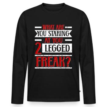 Wheelchair user Leg amputation - Men's Premium Organic Long Sleeve Shirt - black - Front - Nico (187cm)