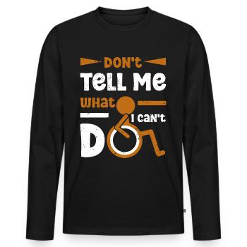 Wheelchair user Leg amputation - Men's Premium Organic Long Sleeve Shirt - black - Front - Nico (187cm)