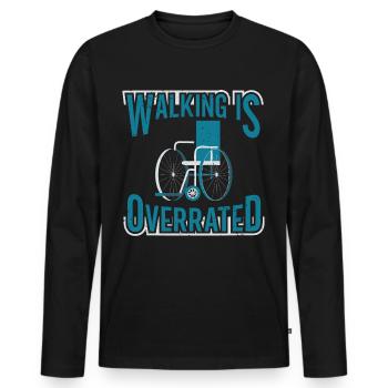 Wheelchair Leg Amputation Awareness Amputation - Men's Premium Organic Long Sleeve Shirt - black - Front - Nico (187cm)