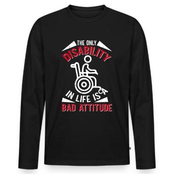 Wheelchair leg amputation consciousness amputation - Men's Premium Organic Long Sleeve Shirt - black - Front - Nico (187cm)