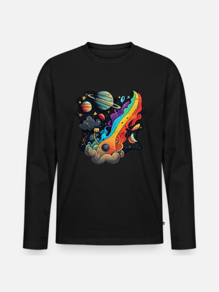 Kosmos og planeter tegneseriekunst #cosmos - Premium økologisk langærmet T-shirt til mænd - sort