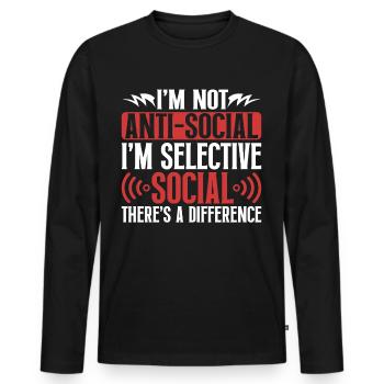 Introvertiert Schüchtern Antisozial - Männer Premium Bio Langarmshirt - Schwarz - Vorne - Nico (187cm)