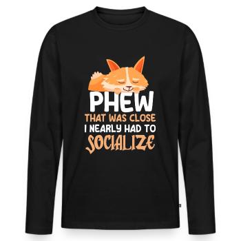 Introvertiert Schüchtern Antisozial - Männer Premium Bio Langarmshirt - Schwarz - Vorne - Nico (187cm)