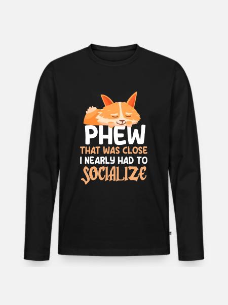 Introvertiert Schüchtern Antisozial - Männer Premium Bio Langarmshirt - Schwarz