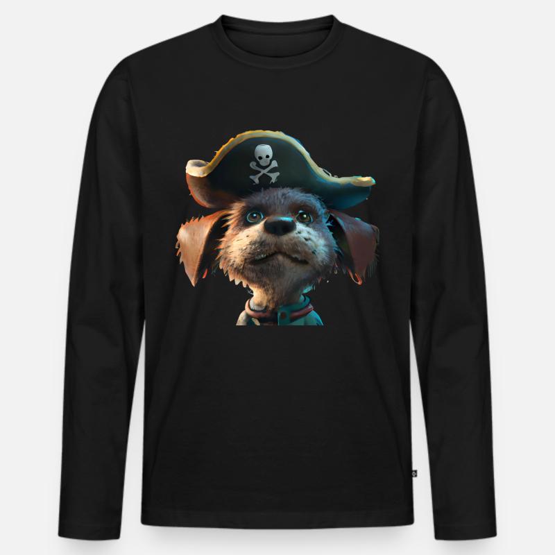 Piratenhund - Männer Premium Bio Langarmshirt - Schwarz