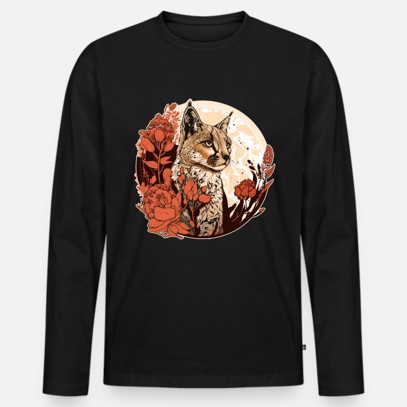 Luchs - Männer Premium Bio Langarmshirt - Schwarz
