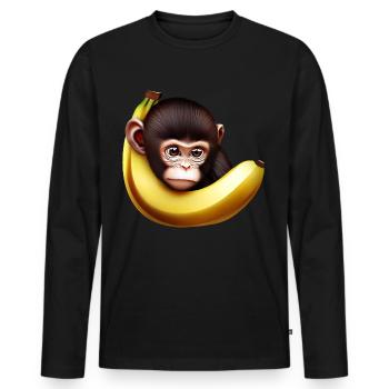 Banane à cache-cache de singe - T-shirt manches longues Premium bio Homme - noir - Devant - Nico (187cm)