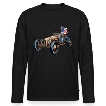 Car, RC Car ,Steampunk U.S. Flag Artist July 4th - Men's Premium Organic Long Sleeve Shirt - black - Front - Nico (187cm)