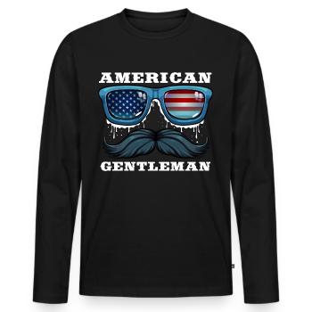 American Gentleman USA 4th of July - Men's Premium Organic Long Sleeve Shirt - black - Front - Nico (187cm)