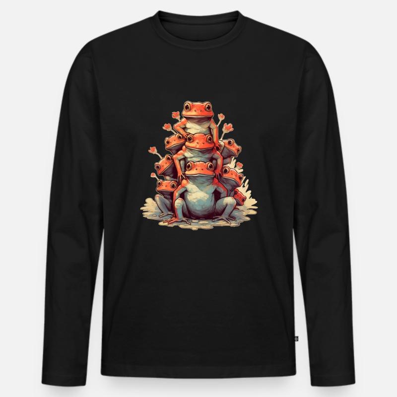 Frösche - Männer Premium Bio Langarmshirt - Schwarz