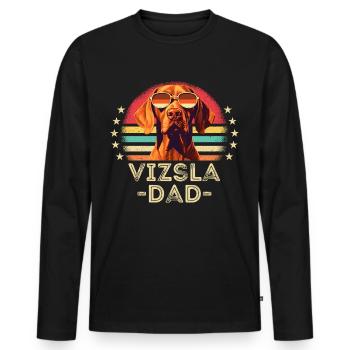 Vizsla with sunglasses retro - Men's Premium Organic Long Sleeve Shirt - black - Front - Nico (187cm)
