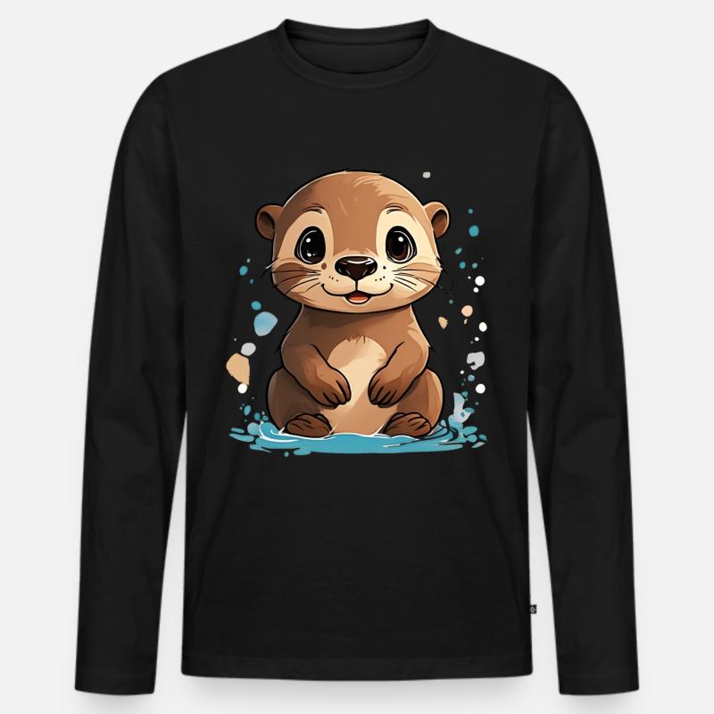 Baby Otter - Männer Premium Bio Langarmshirt - Schwarz