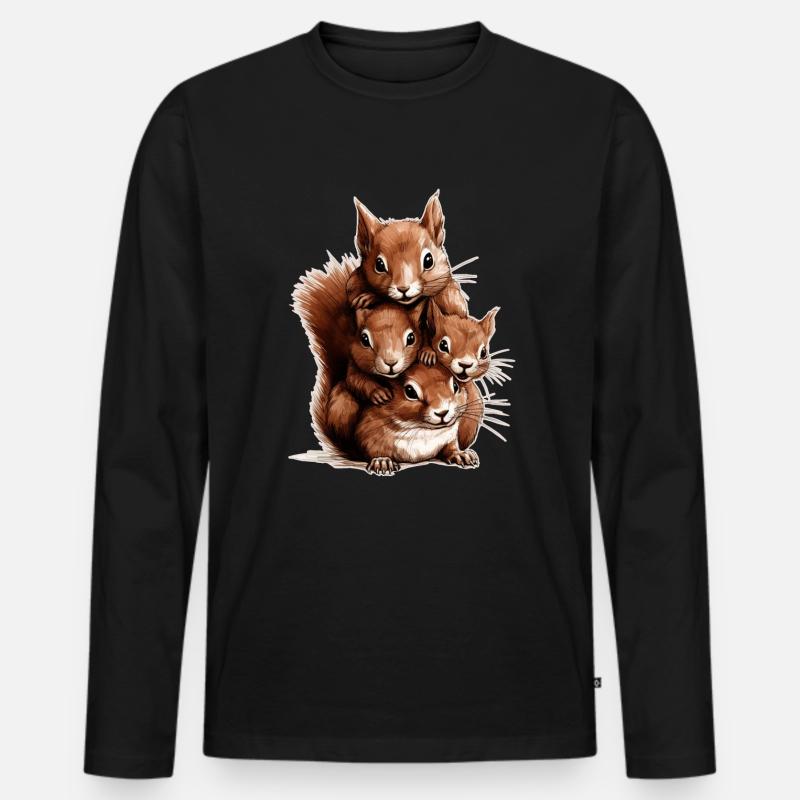 Eichhörnchen - Männer Premium Bio Langarmshirt - Schwarz