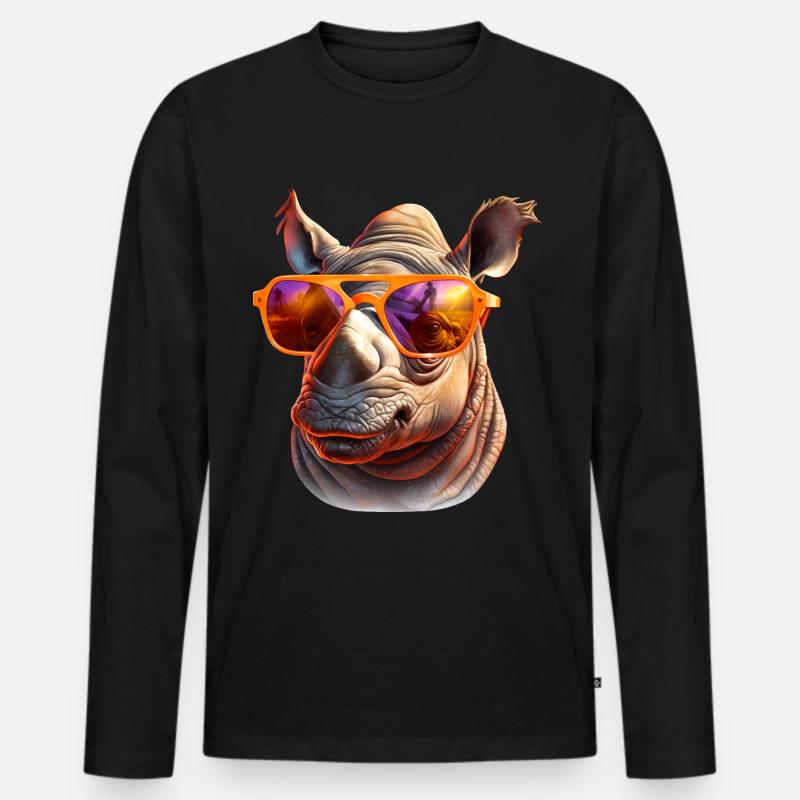 Nashorn Sonnenbrille - Männer Premium Bio Langarmshirt - Schwarz