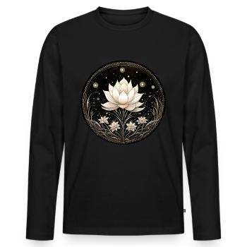 Lotus Flower - Men's Premium Organic Long Sleeve Shirt - black - Front - Nico (187cm)