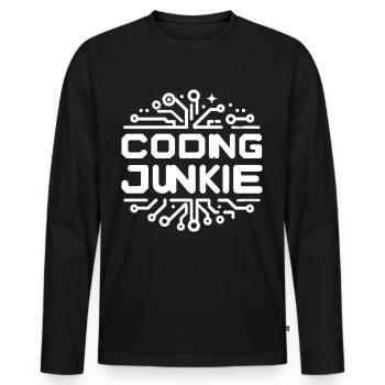 Coding Junkie 13 - Men's Premium Organic Long Sleeve Shirt - black - Front - Nico (187cm)