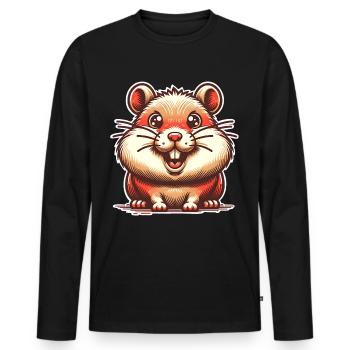 Hamster - Männer Premium Bio Langarmshirt - Schwarz - Vorne - Nico (187cm)
