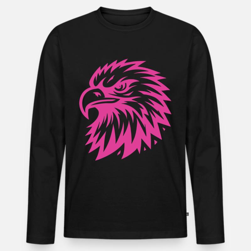 Pinker Adler Design - Männer Premium Bio Langarmshirt - Schwarz