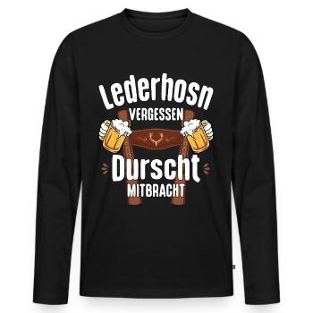 Trachtenshirt Herren Trachten T-Shirt Lederhose - Männer Premium Bio Langarmshirt - Schwarz - Vorne - Nico (187cm)