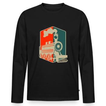 Eisenbahn - Männer Premium Bio Langarmshirt - Schwarz - Vorne - Nico (187cm)