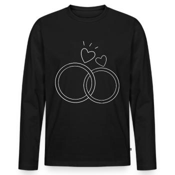 Mariage Anneaux de mariage Mariage - T-shirt manches longues Premium bio Homme - noir - Devant - Nico (187cm)
