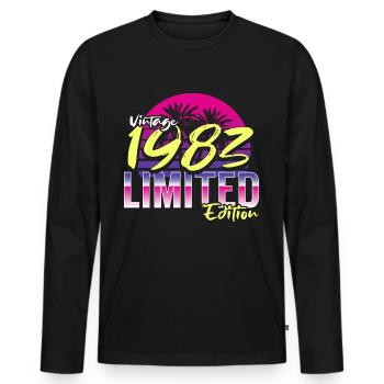 Geburtstag 1983 Vintage Retro 80er Jahre Design - Männer Premium Bio Langarmshirt - Schwarz - Vorne - Nico (187cm)
