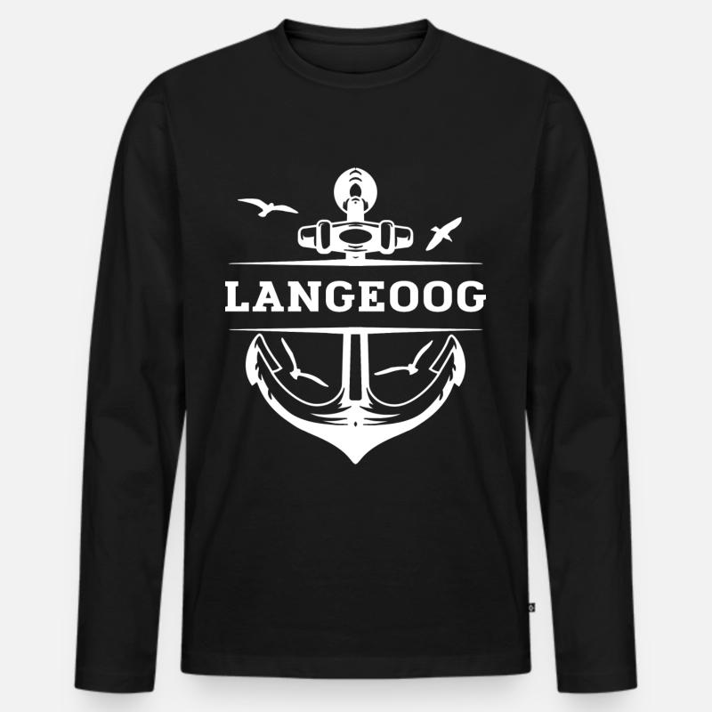 Langeoog - Männer Premium Bio Langarmshirt - Schwarz