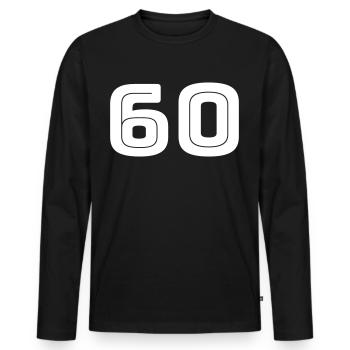 Numéro 60 - Anniversaire - Numéro de maillot - T-shirt manches longues Premium bio Homme - noir - Devant - Nico (187cm)