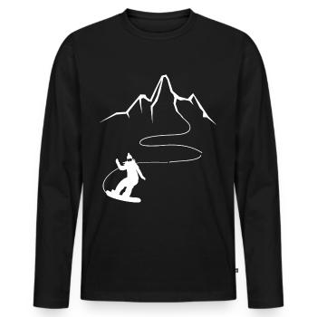 Montagne - Snowboard - (18) - T-shirt manches longues Premium bio Homme - noir - Devant - Nico (187cm)