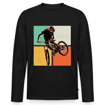 1 45 - T-shirt manches longues Premium bio Homme - noir - Devant - Nico (187cm)