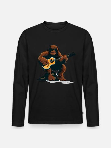 Bigfoot plays guitar - Men's Premium Organic Long Sleeve Shirt - black
