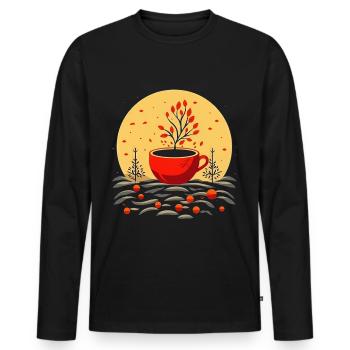 Tasse à café - T-shirt manches longues Premium bio Homme - noir - Devant - Nico (187cm)