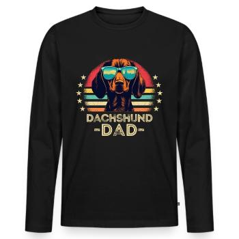 Dackel mit sonnenbrille retro - Männer Premium Bio Langarmshirt - Schwarz - Vorne - Nico (187cm)