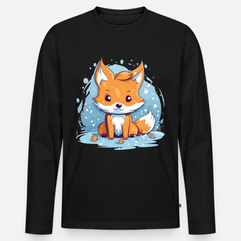 Fuchs - Männer Premium Bio Langarmshirt - Schwarz