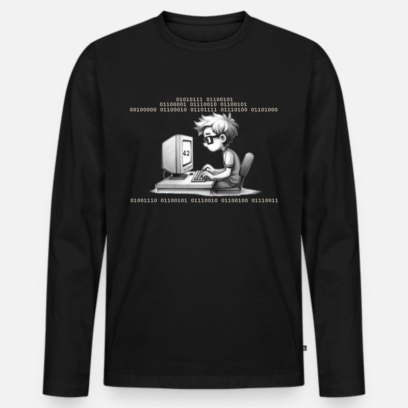 we are both nerds ! 42 - Männer Premium Bio Langarmshirt - Schwarz