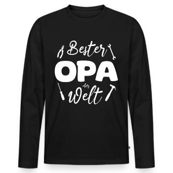 Best Grandpa in the World - Men's Premium Organic Long Sleeve Shirt - black - Front - Nico (187cm)