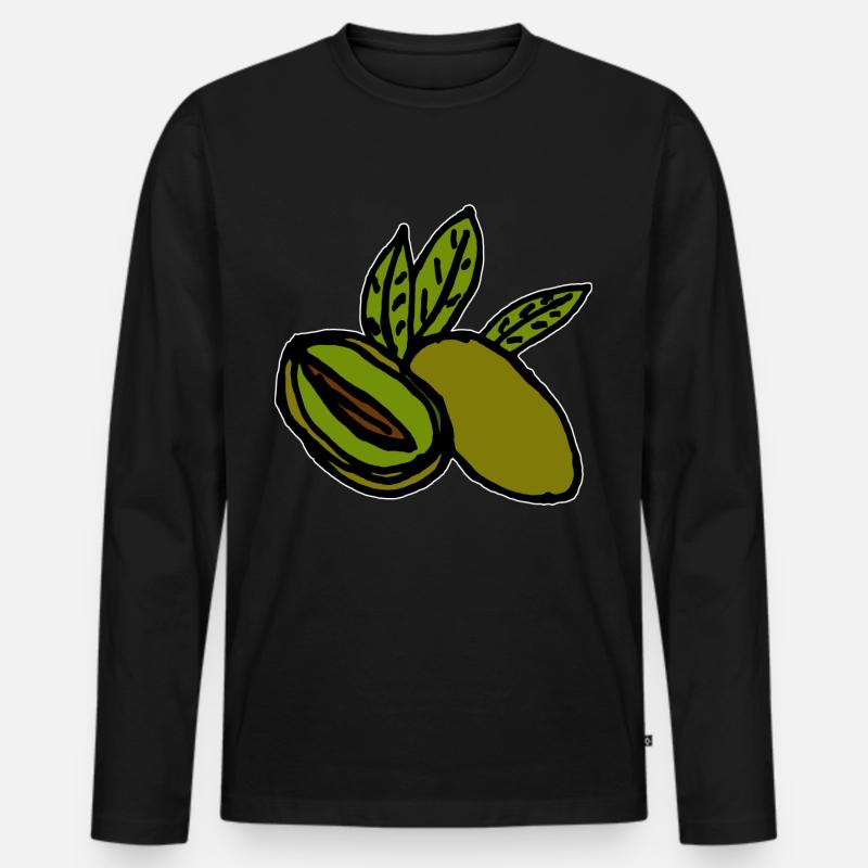 Oliven mediterran - Männer Premium Bio Langarmshirt - Schwarz