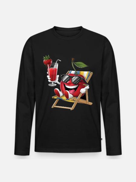 Cherry - Männer Premium Bio Langarmshirt - Schwarz