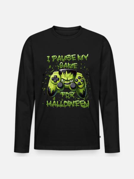 Halloween Pumpkin Gamepad Gamer Zombie - Men's Premium Organic Long Sleeve Shirt - black