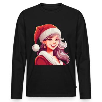 Weihnachtsfrau – Der Weihnachtsmann als Frau - Männer Premium Bio Langarmshirt - Schwarz - Vorne - Nico (187cm)