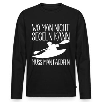 Kajak Geschenkidee Kanu Paddeln Kajakfahren - Männer Premium Bio Langarmshirt - Schwarz - Vorne - Nico (187cm)