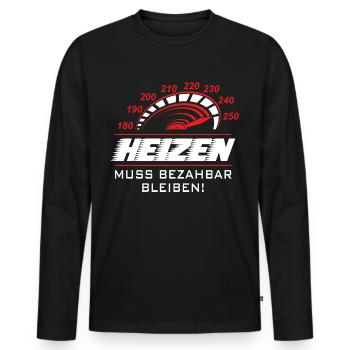 Heizen muss bezahlbar bleiben - Männer Premium Bio Langarmshirt - Schwarz - Vorne - Nico (187cm)