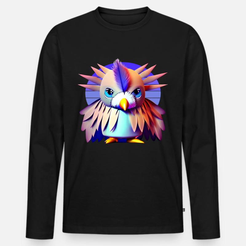 Polygon Vogel - Männer Premium Bio Langarmshirt - Schwarz