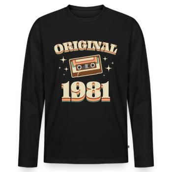 1981 born vintage vintage gift idea retro - Men's Premium Organic Long Sleeve Shirt - black - Front - Nico (187cm)