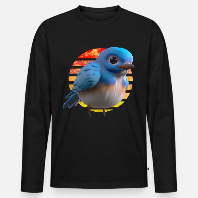 Hüttensänger Vogel Design - Männer Premium Bio Langarmshirt - Schwarz