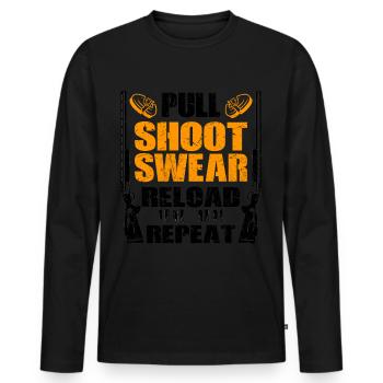 Skeet Sprüche | Wurfscheiben Tontaube Geschenkidee - Männer Premium Bio Langarmshirt - Schwarz - Vorne - Nico (187cm)